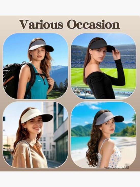 Women\'s Wide Brim Sun Visor UPF 50+ Lightweight Adjustable